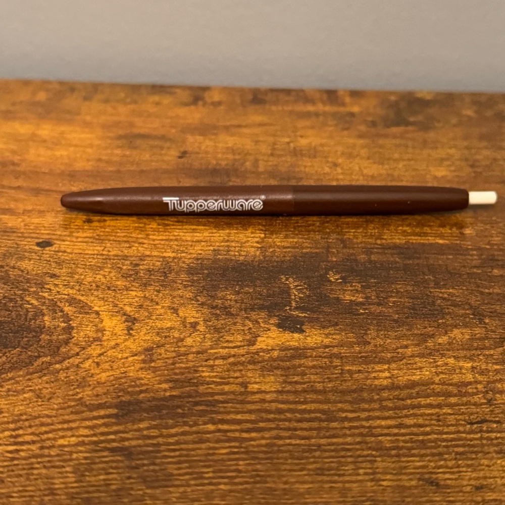 Tupperware Vintage Advertising Ballpoint Pen‎ Brown Plastic Retractable Promo